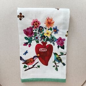 Anthropologie Nathalie Lete Love Heart Cotton Tea Dish Towel - New NWT